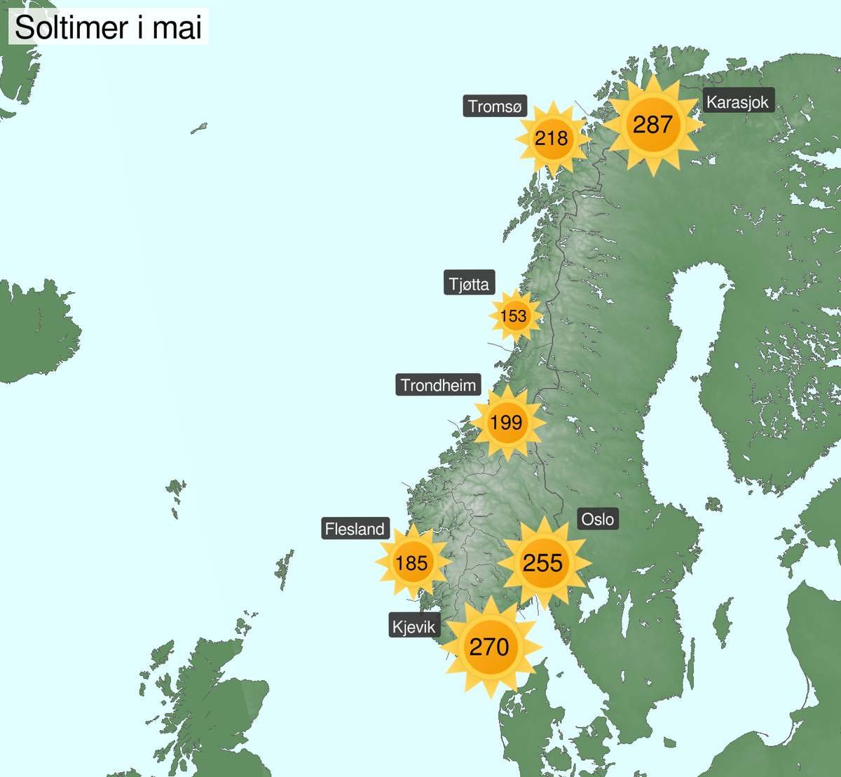 Observerte soltimer i mai