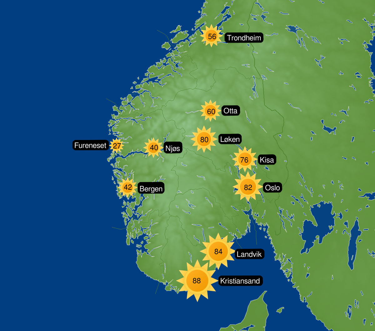 Soltimer Sør-Norge i september