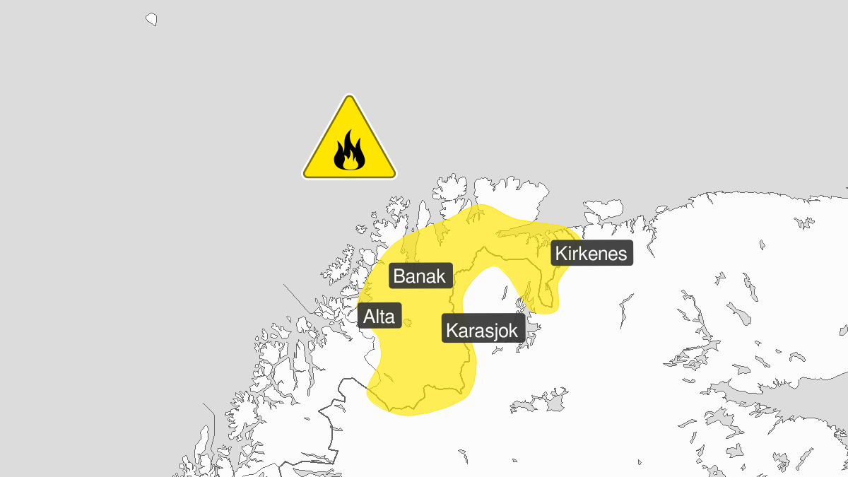 Farevarsel om skogbrannfare i deler av Finnmark