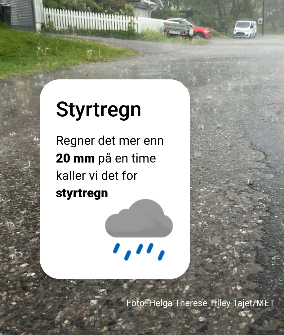 Bilde som vier styrtregn på Sofiemyr i Akershus
