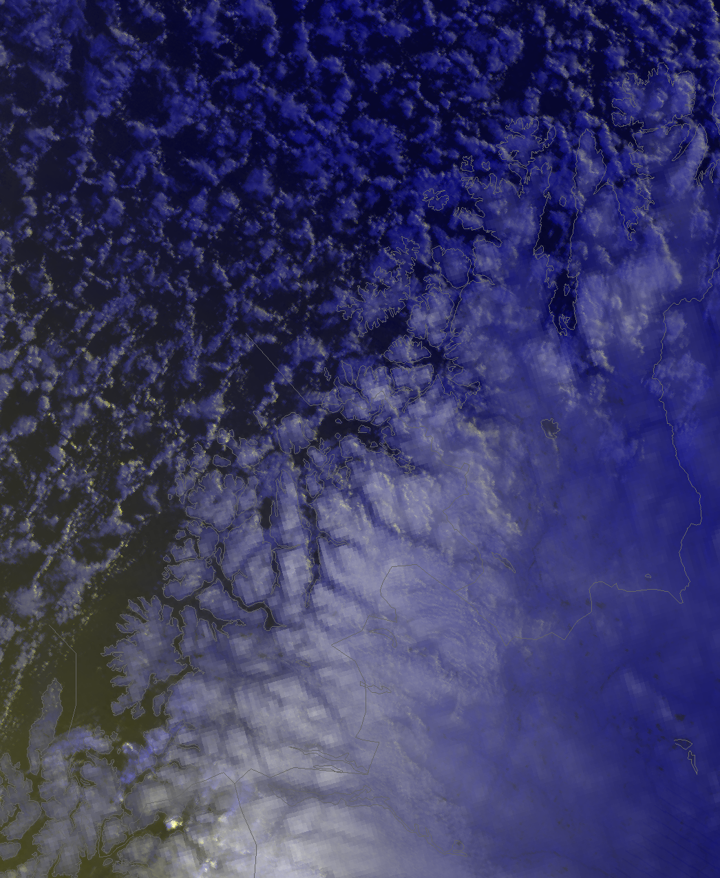 satellittbilde over Nord-Norge natt til søndag
